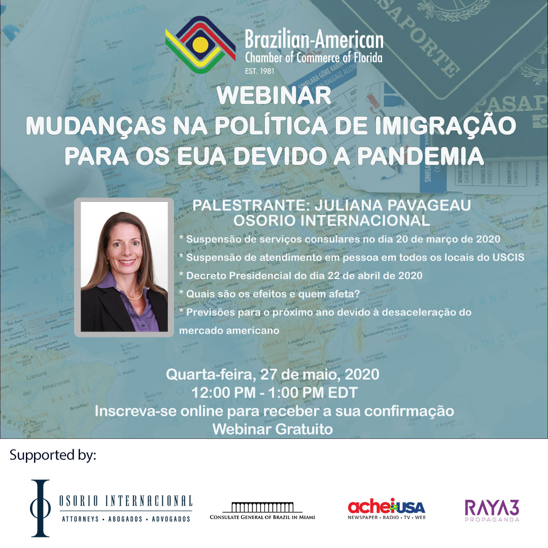 Webinar MUDANÇAS NA POLITICA DE IMIGRAÇÂO PARA OS EUA DEVIDO A PANDEMIA